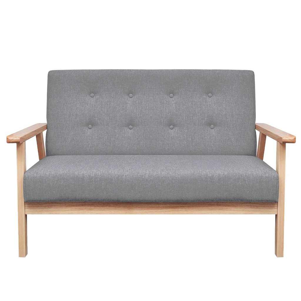 vidaXL Zestaw wypoczynkowy: sofa i fotel, materiałowy, jasnoszary