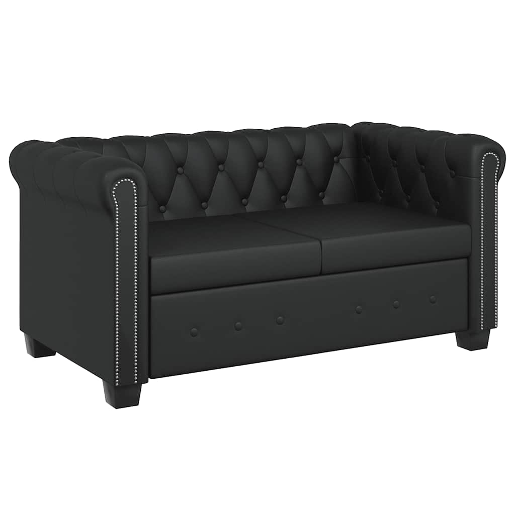 vidaXL Zestaw sof typu Chesterfield: 2- i 3-osobowa, eko-skóra, czarne