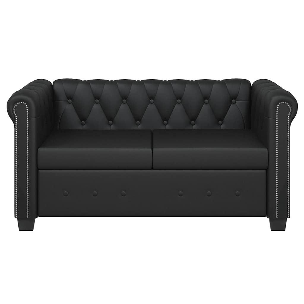 vidaXL Zestaw sof typu Chesterfield: 2- i 3-osobowa, eko-skóra, czarne