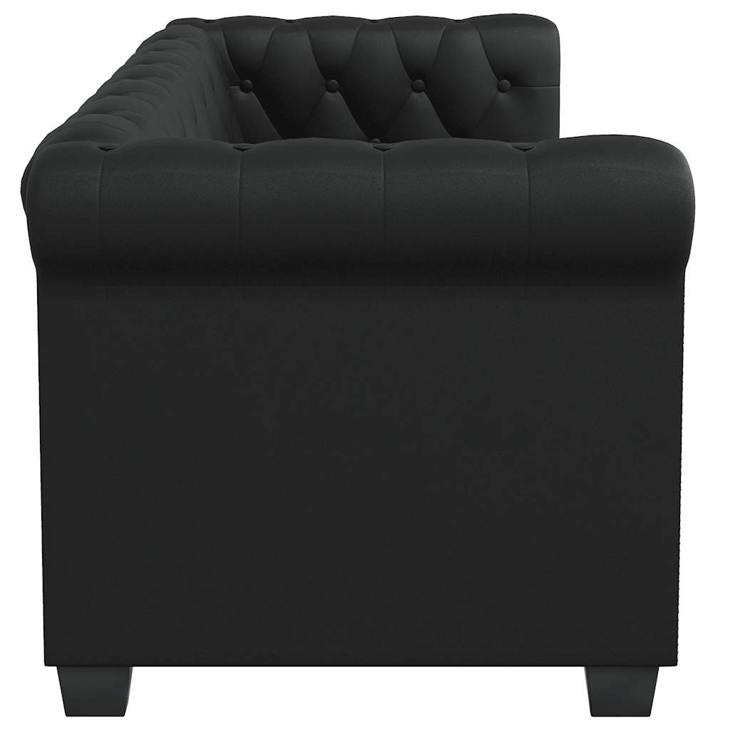 vidaXL Zestaw sof typu Chesterfield: 2- i 3-osobowa, eko-skóra, czarne