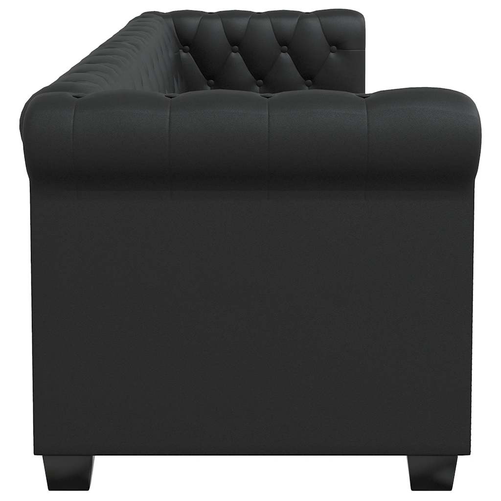 vidaXL Zestaw sof typu Chesterfield: 2- i 3-osobowa, eko-skóra, czarne