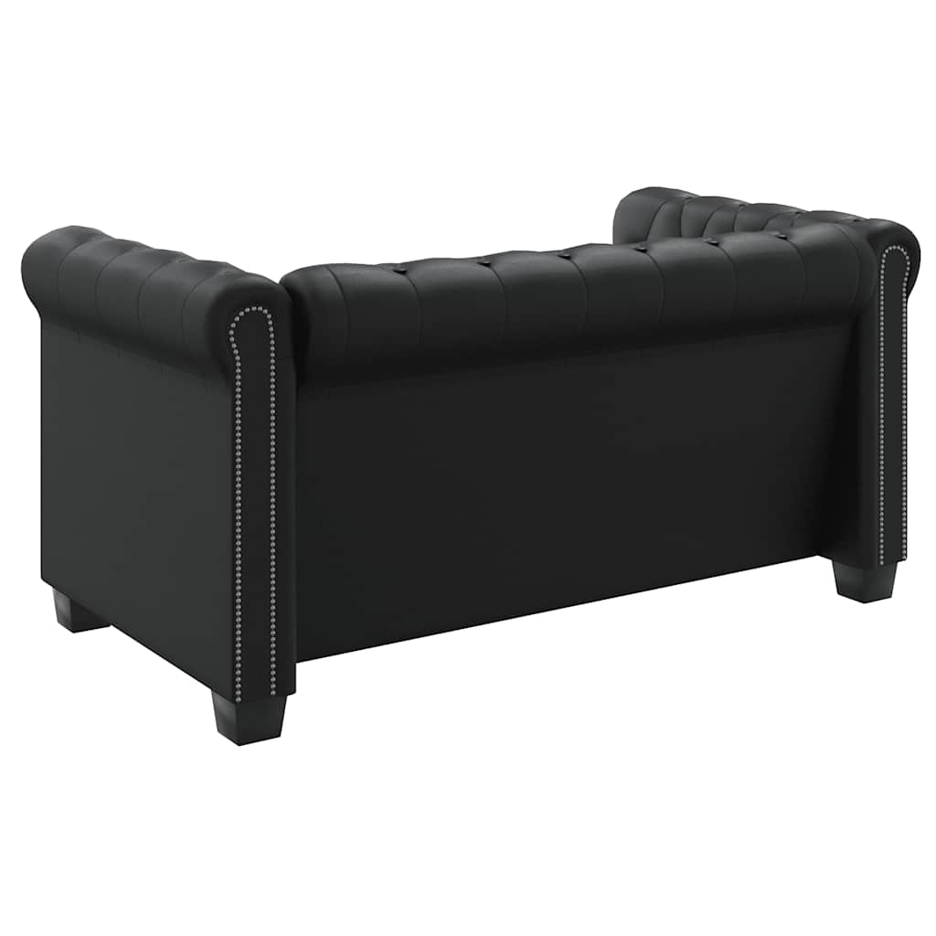 vidaXL Zestaw sof typu Chesterfield: 2- i 3-osobowa, eko-skóra, czarne
