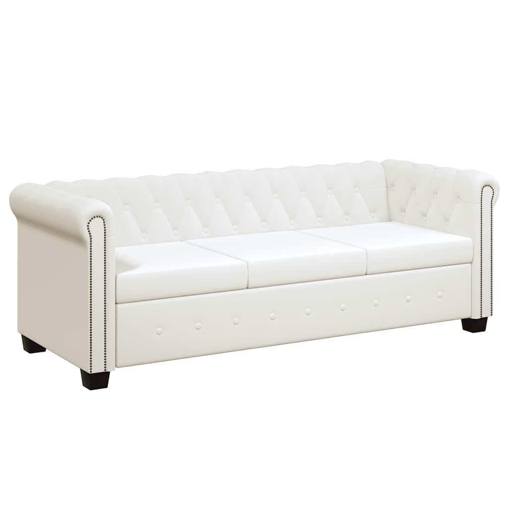 vidaXL Zestaw sof typu Chesterfield: 2- i 3-osobowa, eko-skóra, białe