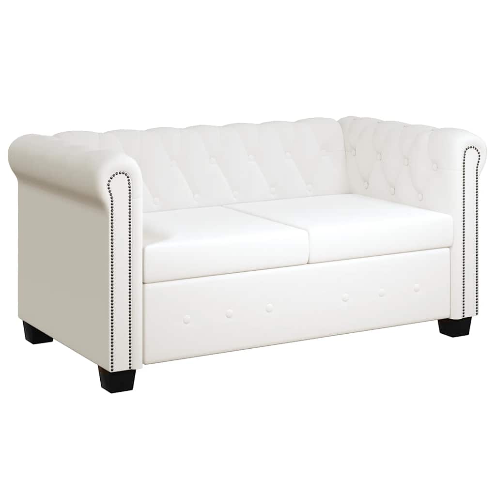 vidaXL Zestaw sof typu Chesterfield: 2- i 3-osobowa, eko-skóra, białe