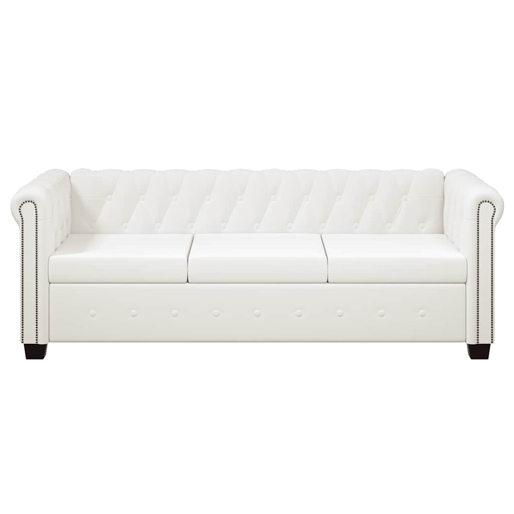 vidaXL Zestaw sof typu Chesterfield: 2- i 3-osobowa, eko-skóra, białe