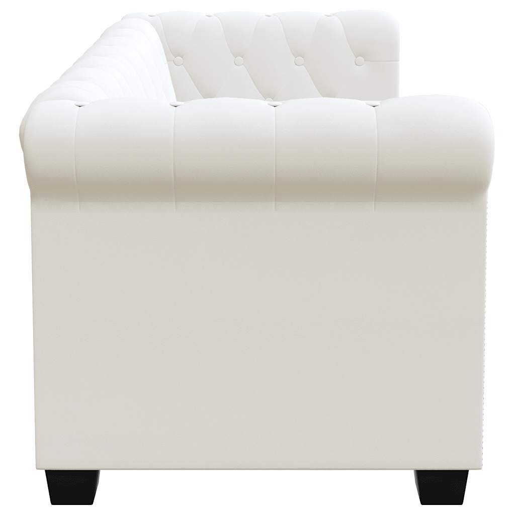 vidaXL Zestaw sof typu Chesterfield: 2- i 3-osobowa, eko-skóra, białe