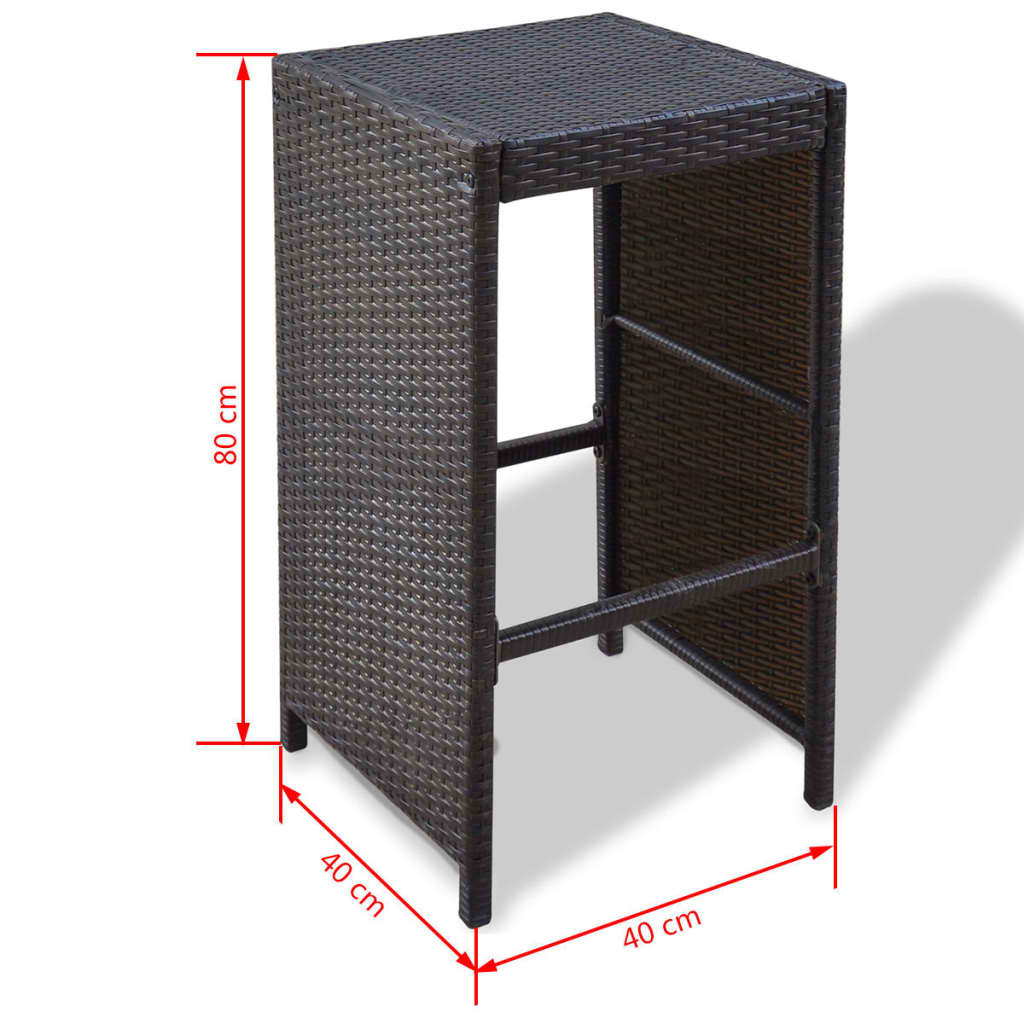 vidaXL 7-cz. zestaw barowy do ogrodu z poduszkami, rattan PE, brązowy