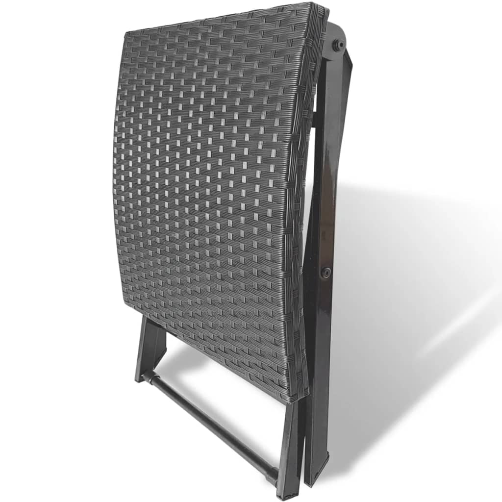 vidaXL Składany taboret, polirattan, czarny