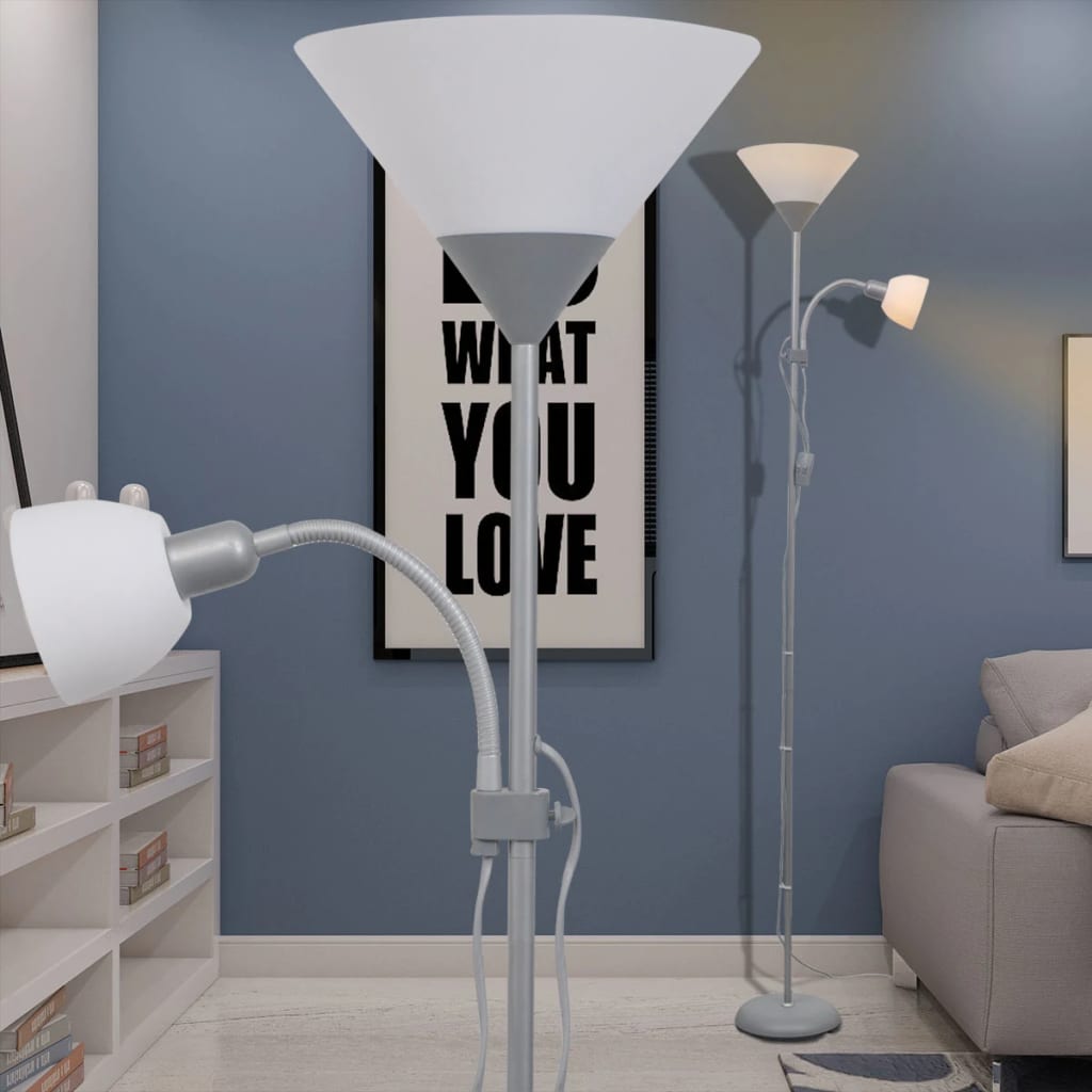 vidaXL Lampa podłogowa, szara