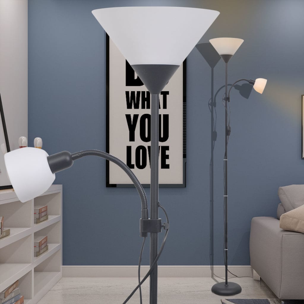 vidaXL Lampa podłogowa, czarna
