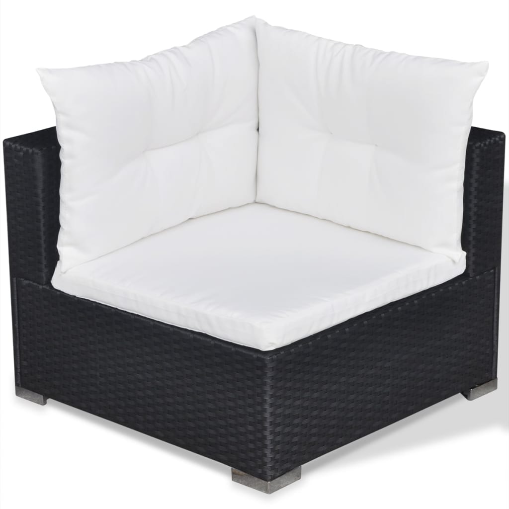 vidaXL 5-cz. zestaw mebli do ogrodu, poduszki, rattan PE, czarny
