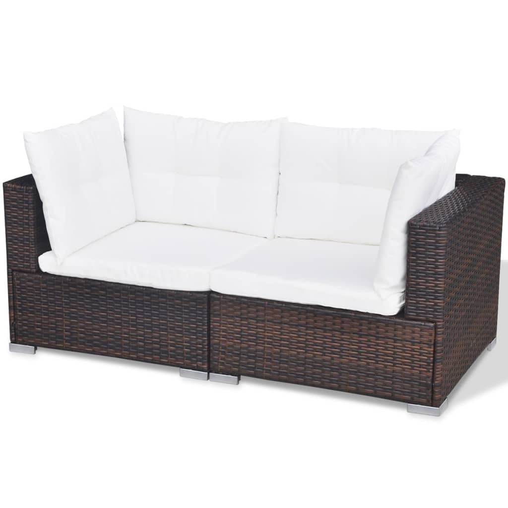 vidaXL 10-cz. zestaw mebli do ogrodu, poduszki, rattan PE, brązowy