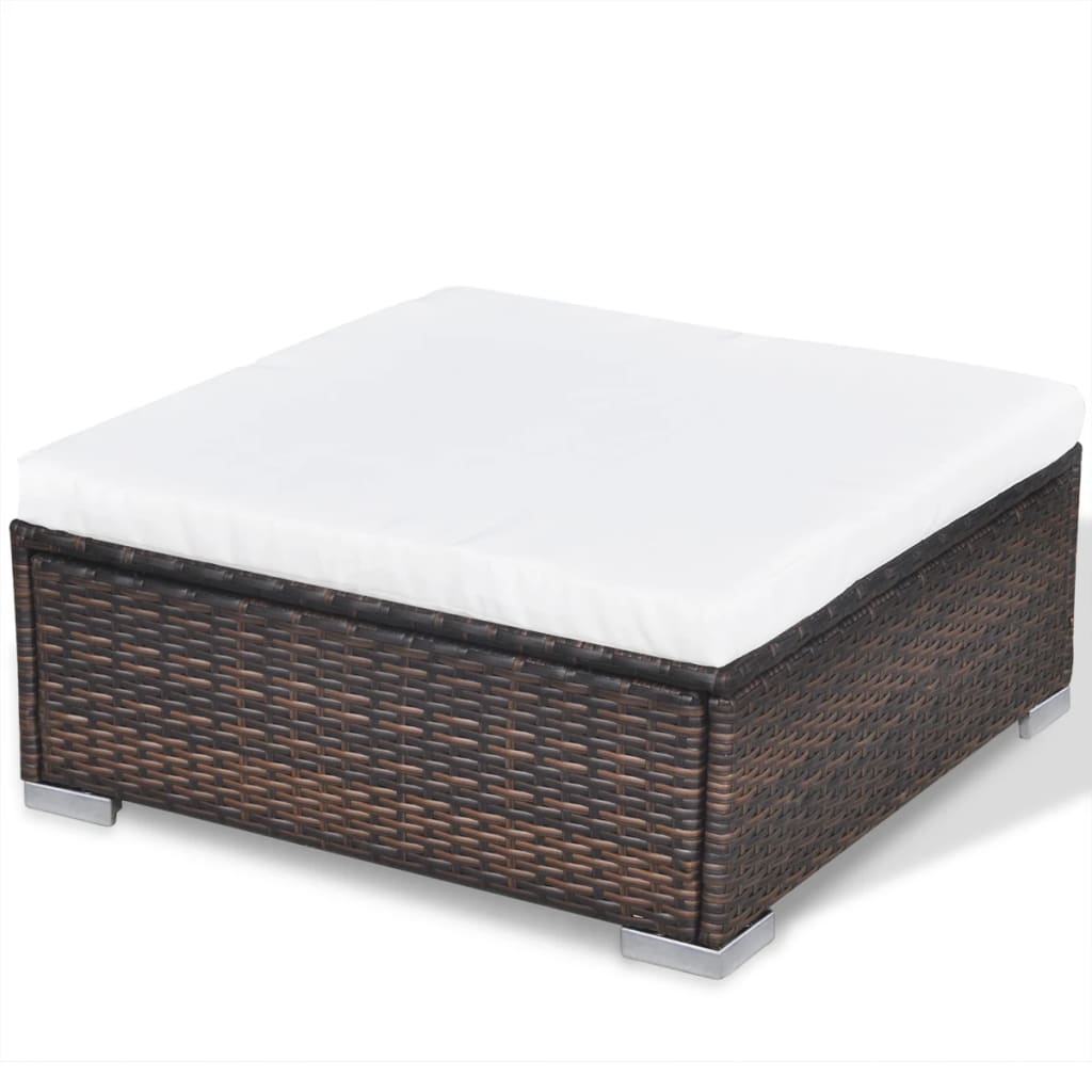 vidaXL 10-cz. zestaw mebli do ogrodu, poduszki, rattan PE, brązowy