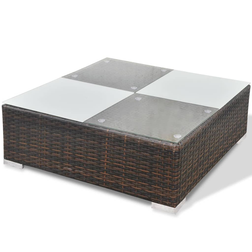 vidaXL 10-cz. zestaw mebli do ogrodu, poduszki, rattan PE, brązowy
