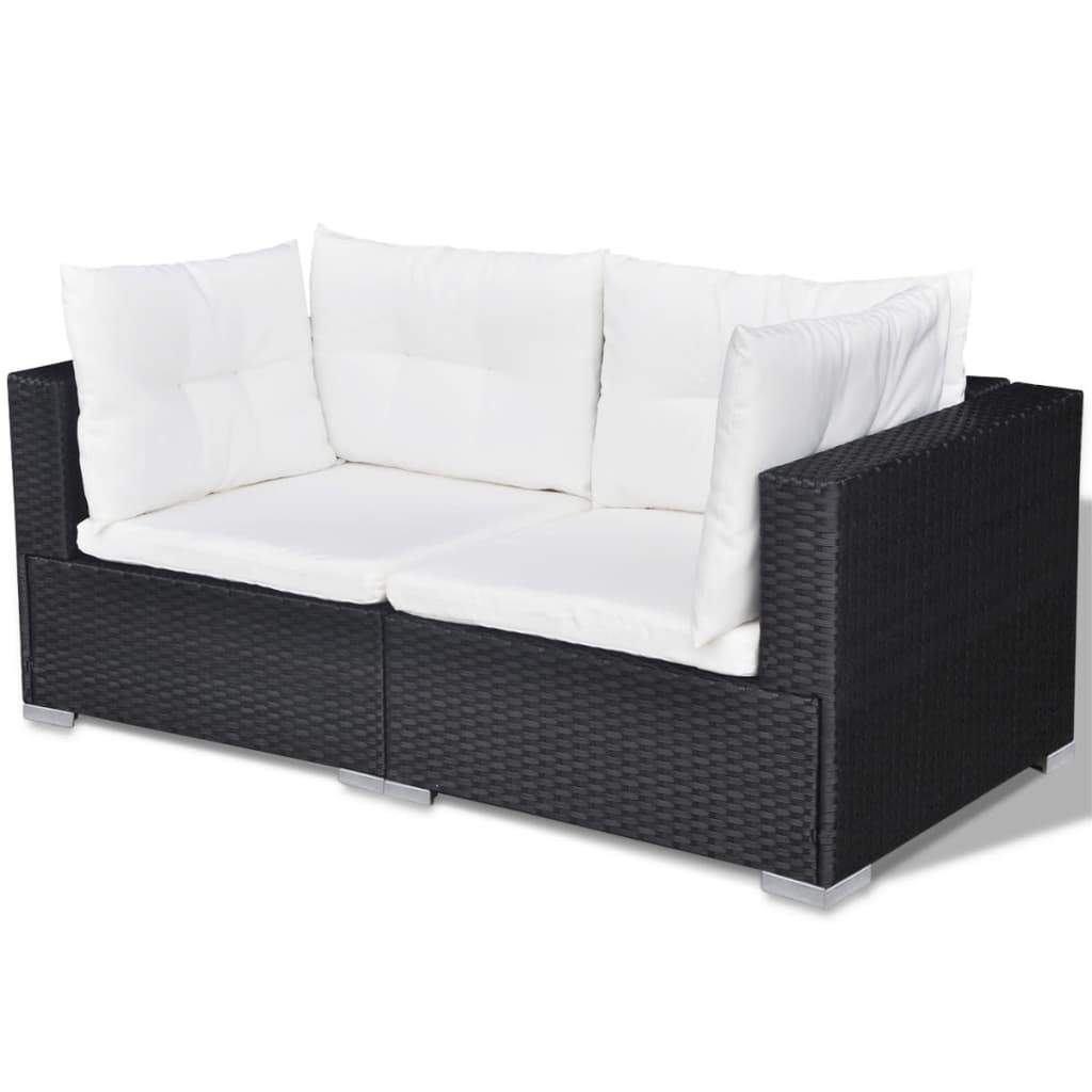 vidaXL 10-cz. zestaw mebli do ogrodu, poduszki, rattan PE, czarny