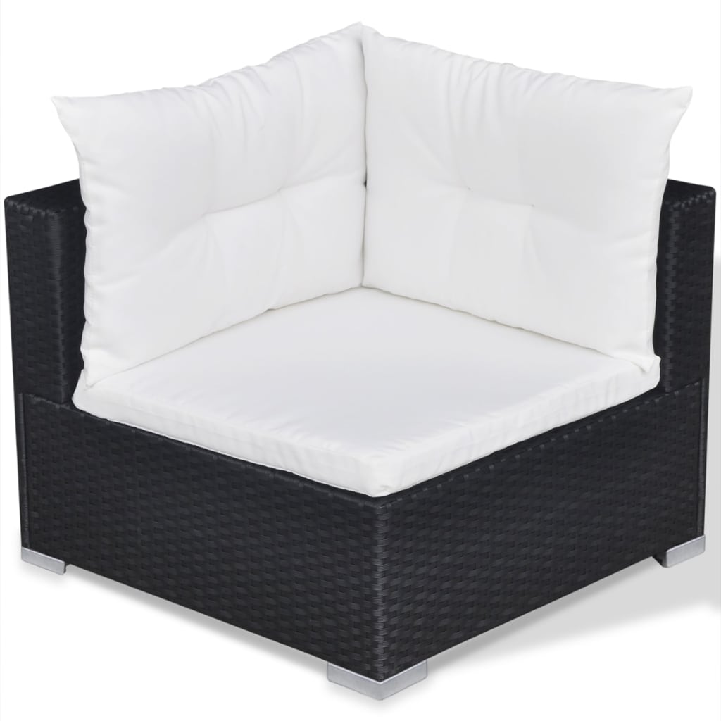 vidaXL 10-cz. zestaw mebli do ogrodu, poduszki, rattan PE, czarny