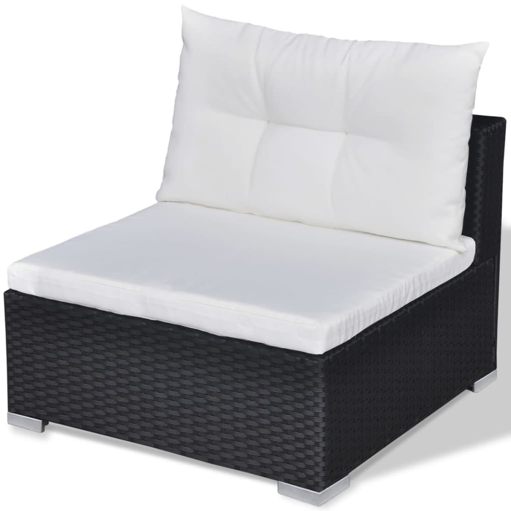 vidaXL 10-cz. zestaw mebli do ogrodu, poduszki, rattan PE, czarny