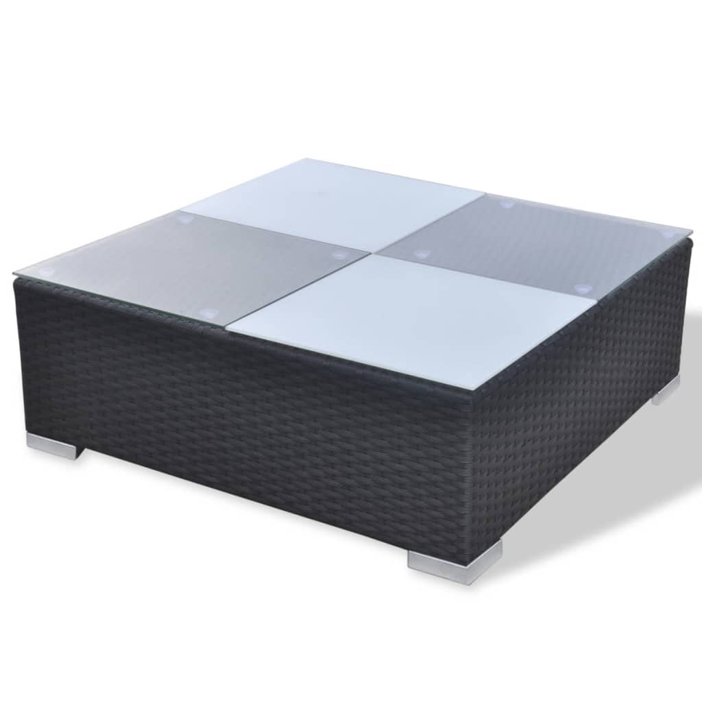 vidaXL 10-cz. zestaw mebli do ogrodu, poduszki, rattan PE, czarny