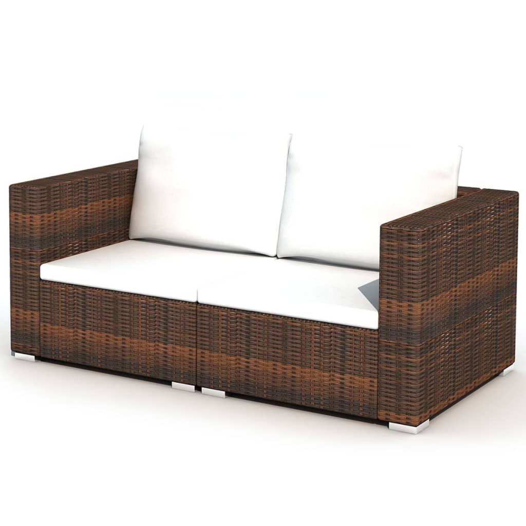 vidaXL 10-cz. zestaw mebli do ogrodu, poduszki, rattan PE, brązowy