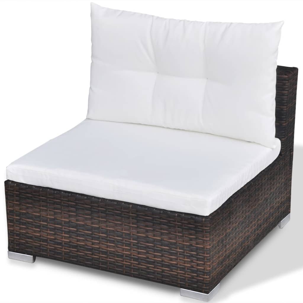 vidaXL 10-cz. zestaw mebli do ogrodu, poduszki, rattan PE, brązowy