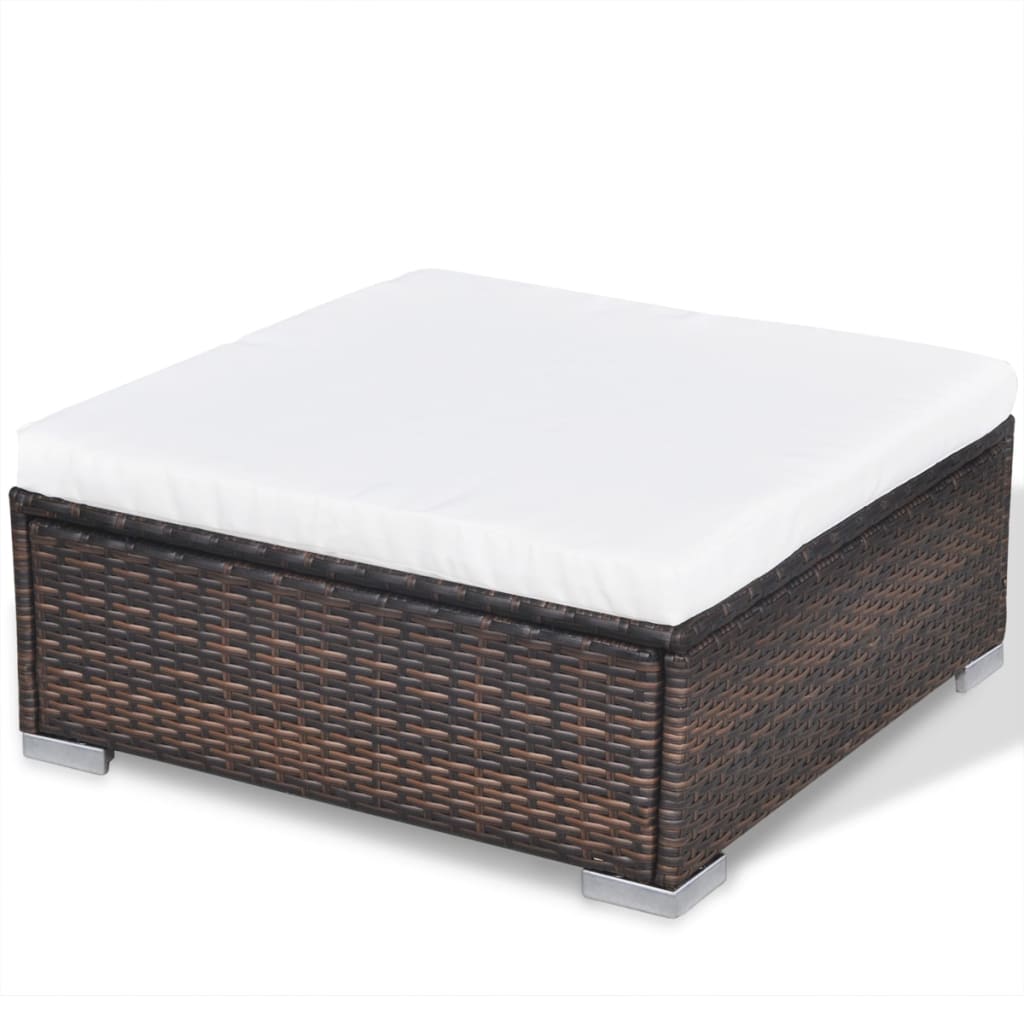 vidaXL 10-cz. zestaw mebli do ogrodu, poduszki, rattan PE, brązowy