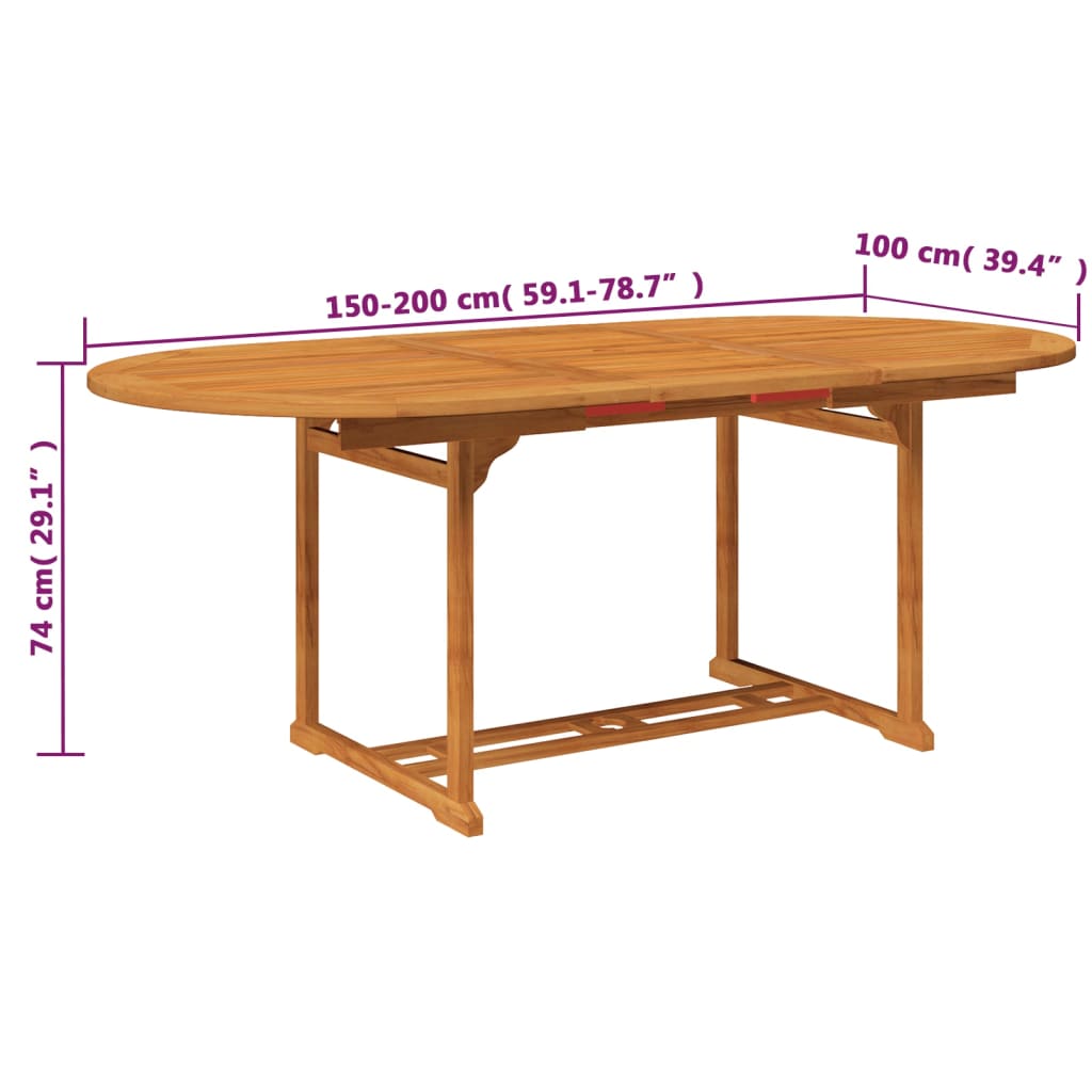 vidaXL 7-cz. zestaw mebli ogrodowych, lite drewno akacjowe, 150-200 cm