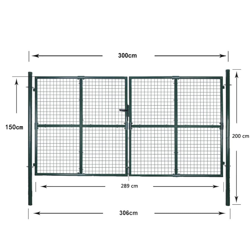 vidaXL Brama ogrodzeniowa Double Door 300x150 cm, stal malowana proszkowo