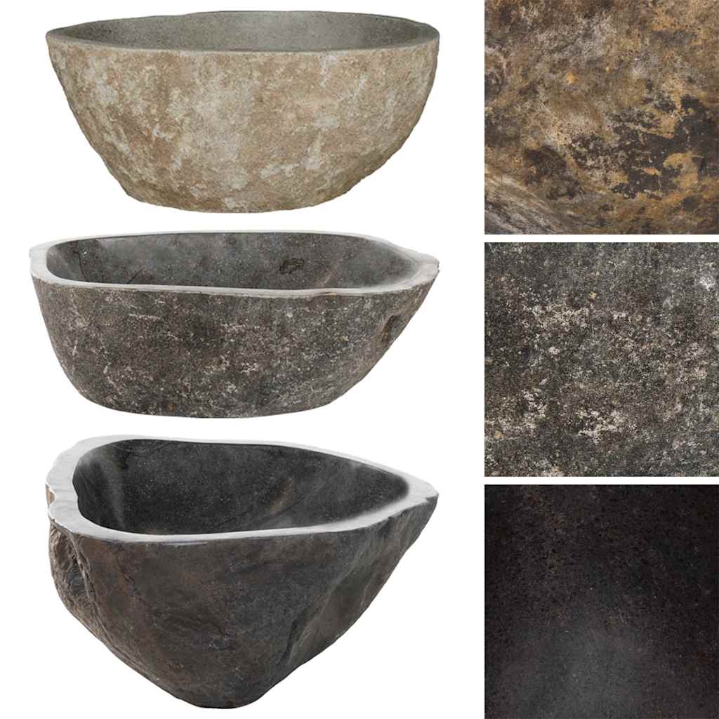 vidaXL Umywalka z kamienia rzecznego, owalna, (37-46)x(29-36) cm