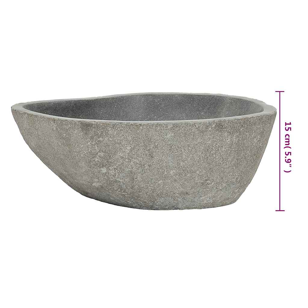 vidaXL Umywalka z kamienia rzecznego, owalna, (37-46)x(29-36) cm