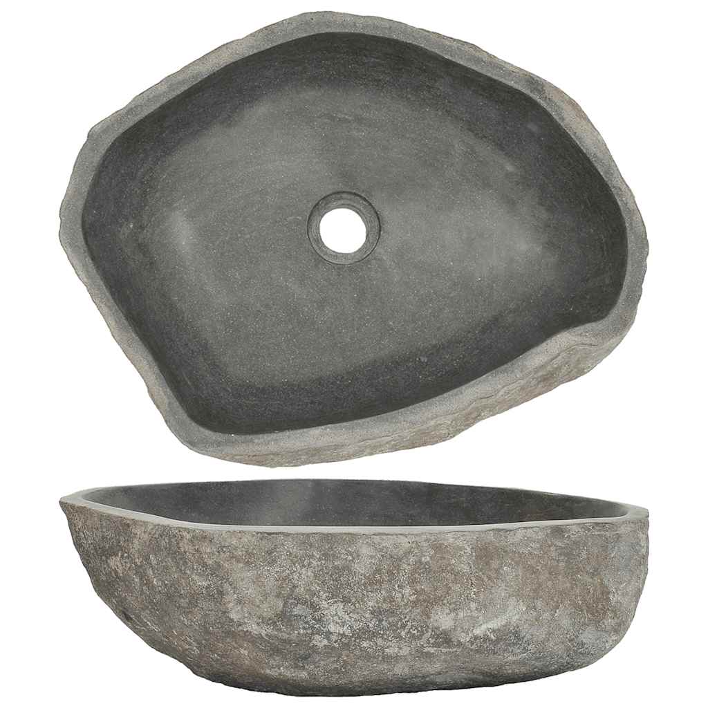 vidaXL Umywalka z kamienia rzecznego, owalna, (45-53)x(34-41) cm