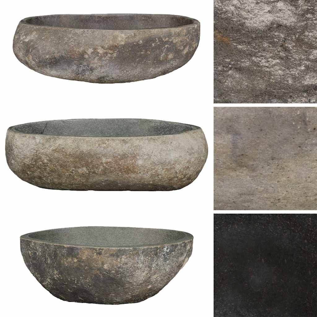 vidaXL Umywalka z kamienia rzecznego, owalna, (45-53)x(34-41) cm