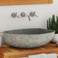 vidaXL Umywalka z kamienia rzecznego, owalna, (45-53)x(34-41) cm