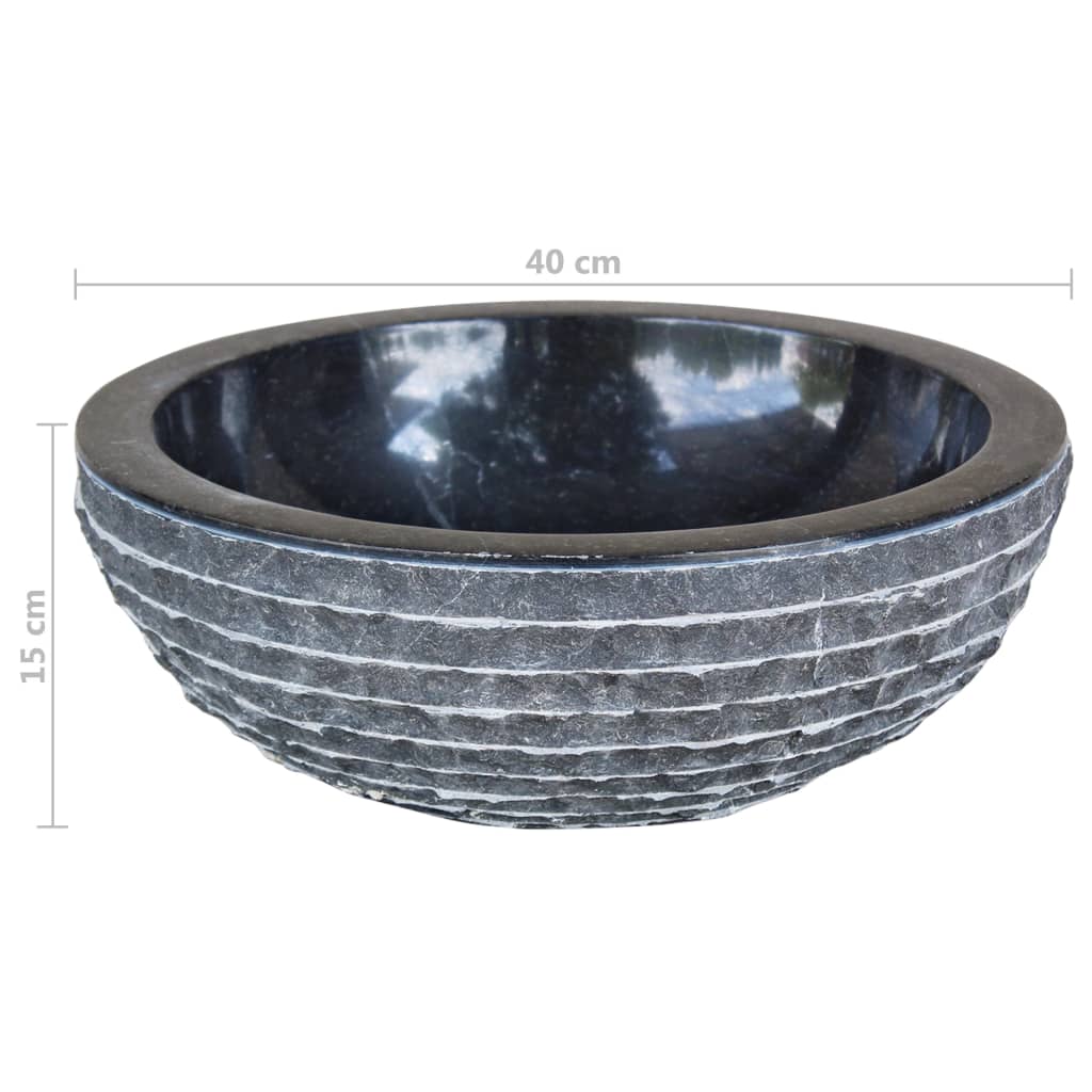 vidaXL Umywalka marmurowa, 40 cm, czarny