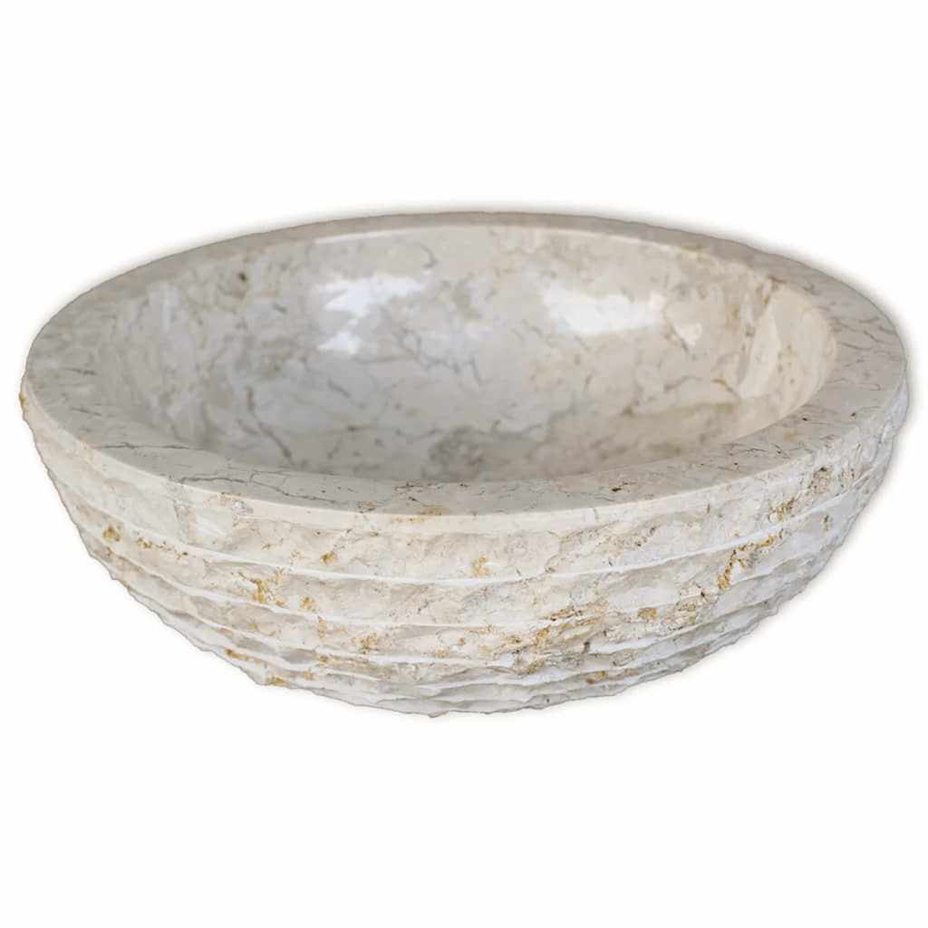 vidaXL Umywalka marmurowa, 40 cm, kremowa