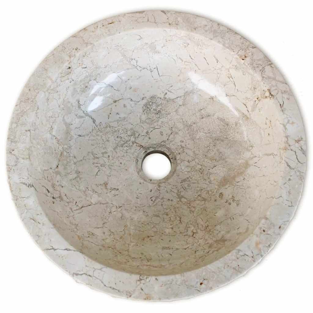 vidaXL Umywalka marmurowa, 40 cm, kremowa
