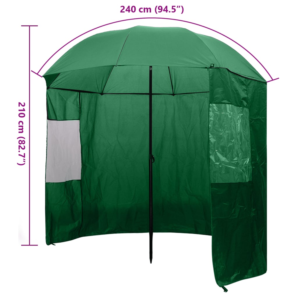 vidaXL Parasol wędkarski / na ryby zielony, 240x210 cm