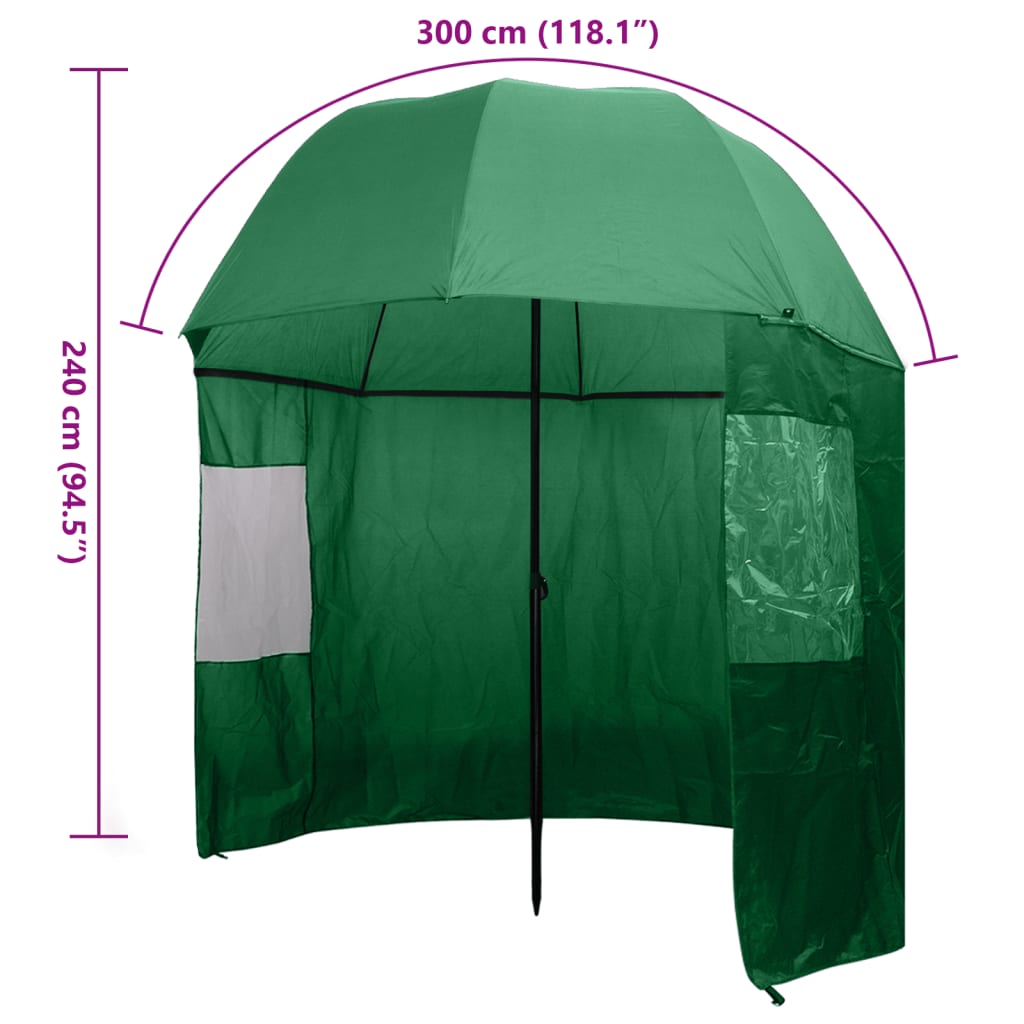 vidaXL Parasol wędkarski / na ryby zielony 300x240 cm