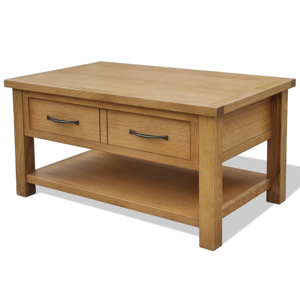 vidaXL Stolik kawowy, 88 x 53 x 45 cm, lite drewno dębowe