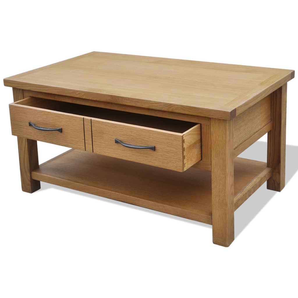 vidaXL Stolik kawowy, 88 x 53 x 45 cm, lite drewno dębowe