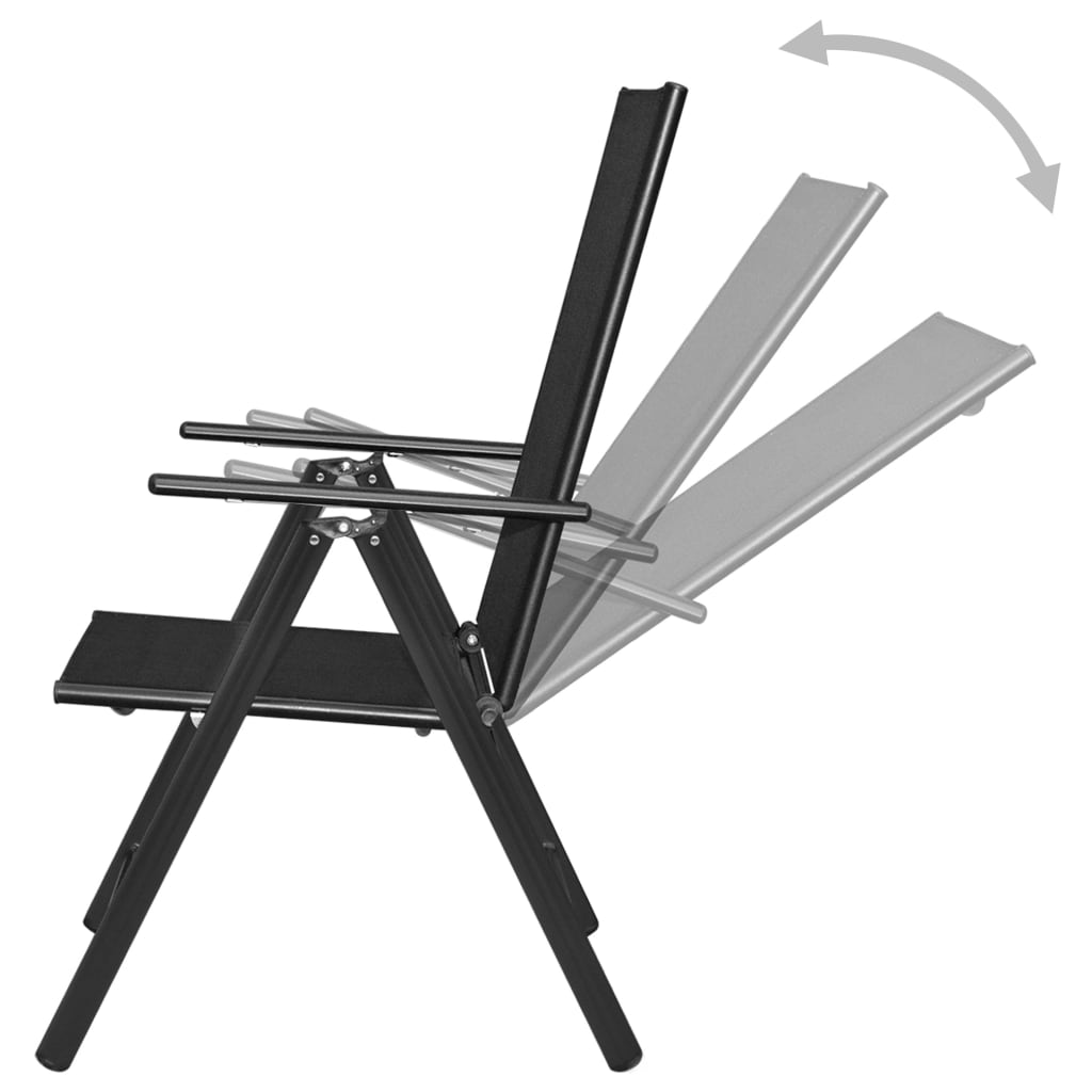 vidaXL Składane krzesła ogrodowe, 2 szt., aluminium/textilene, czarne