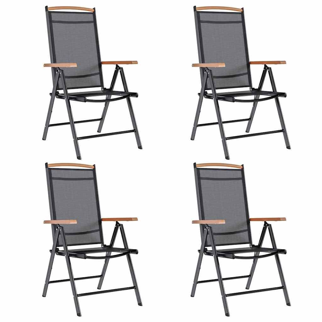 vidaXL Składane krzesła ogrodowe, 4 szt., aluminium/textilene, czarne