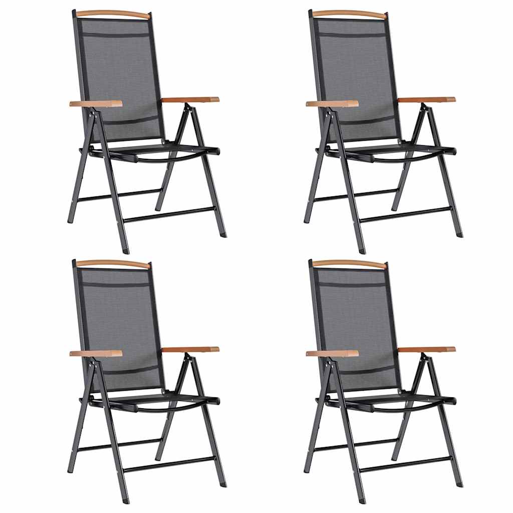 vidaXL Składane krzesła ogrodowe, 4 szt., aluminium/textilene, czarne