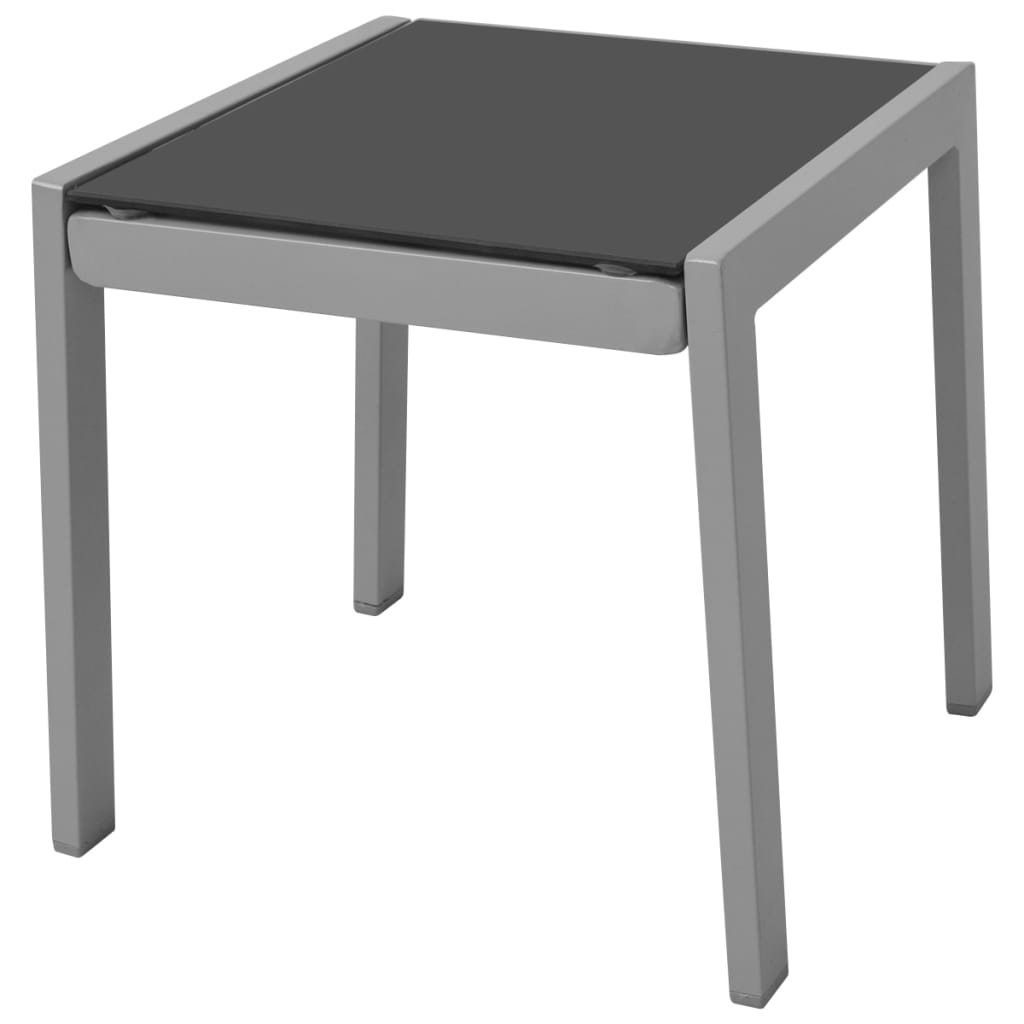 vidaXL Leżaki ze stolikiem, aluminium, czarny