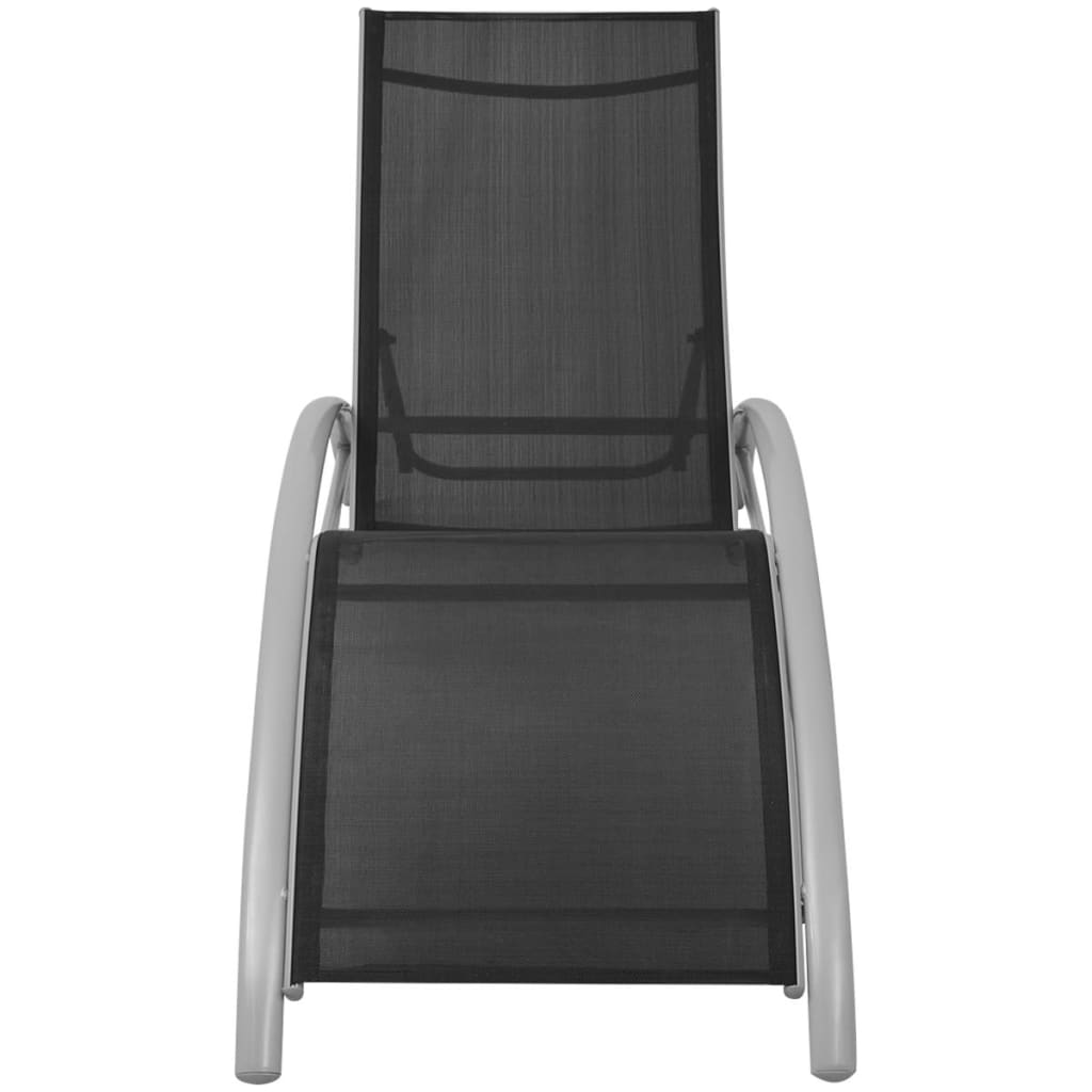 vidaXL Leżaki z parasolem, aluminiowe, czarne
