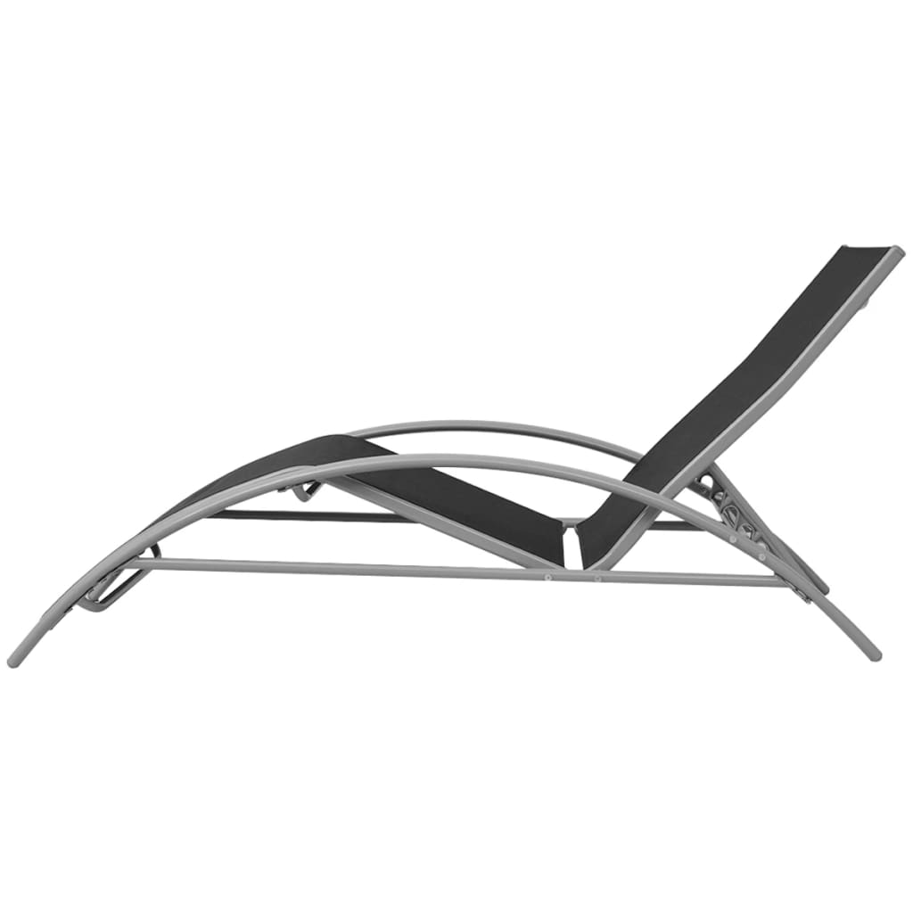 vidaXL Leżaki z parasolem, aluminiowe, czarne
