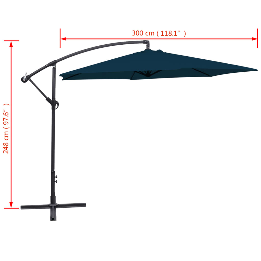 vidaXL Parasol na wysięgniku 3 m, niebieski