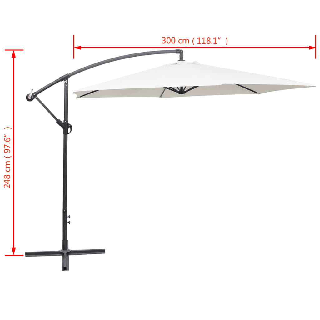 vidaXL Parasol na wysięgniku 3 m, piaskowy