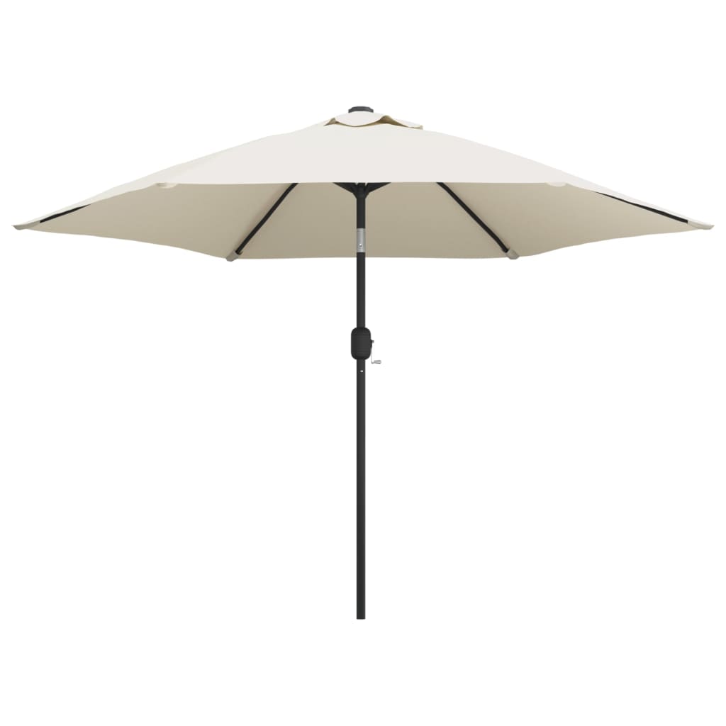 vidaXL Parasol z LED, na wysięgniku 3 m, piaskowy