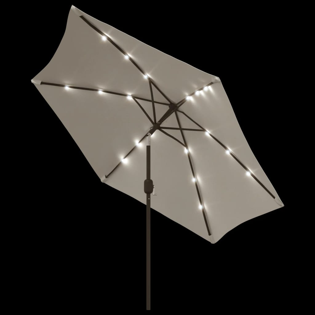 vidaXL Parasol z LED, na wysięgniku 3 m, piaskowy