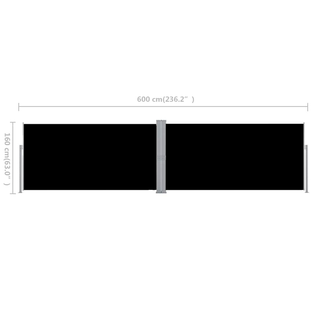 vidaXL Parawan rozsuwany, czarny, 160x600 cm